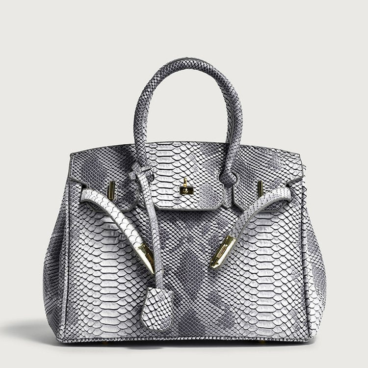 Women's Retro Snakeskin Pattern Kelly Trendy Large Shoulder Bags