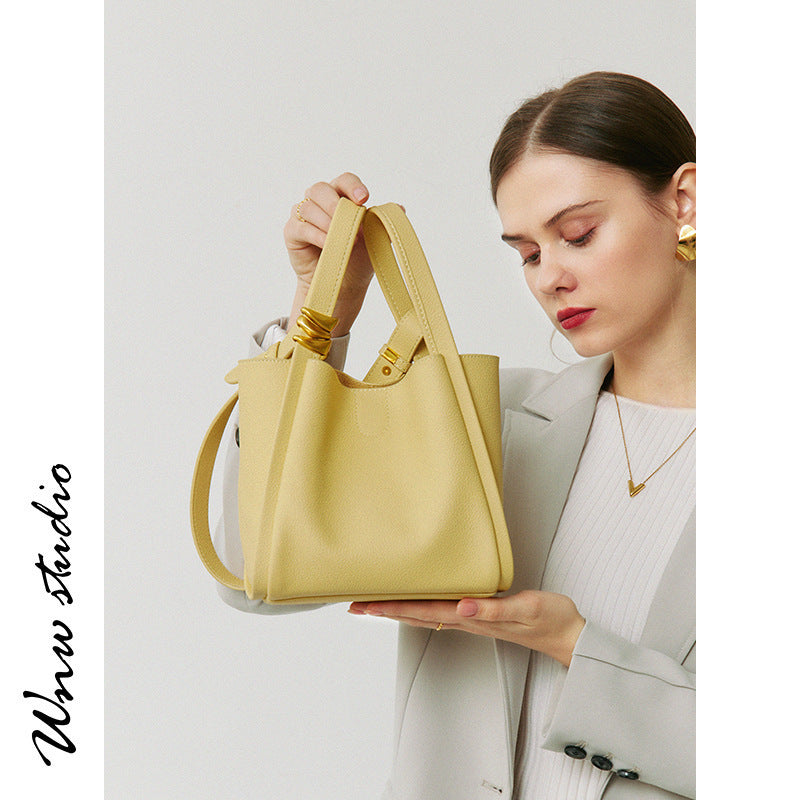 Women's Summer Vegetable Basket Soft Leather Portable Shoulder Bags