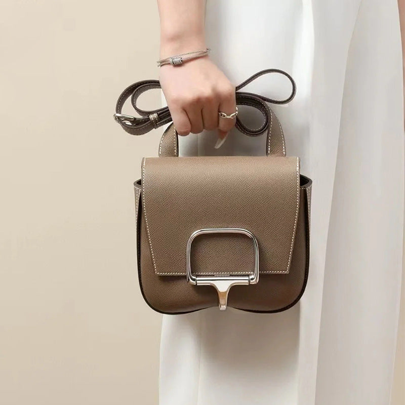 Women's High-grade Cushion Genuine Leather Saddle Cowhide Crossbody Bags