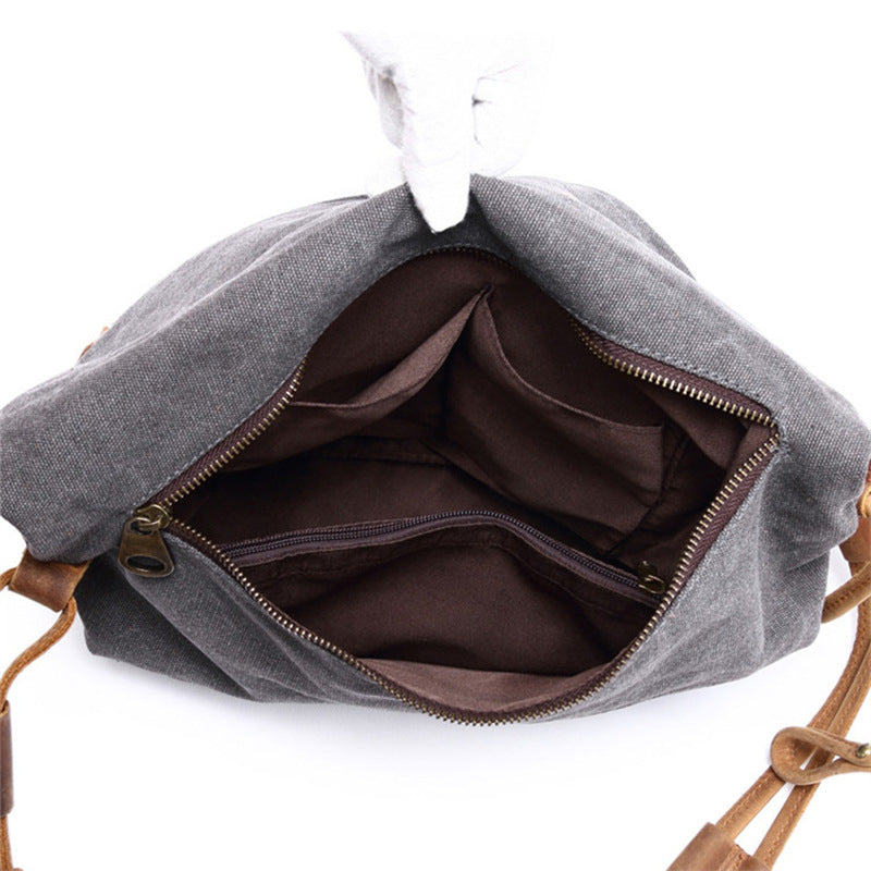 Men's Crazy Horse Leather Canvas Artistic Retro Bags