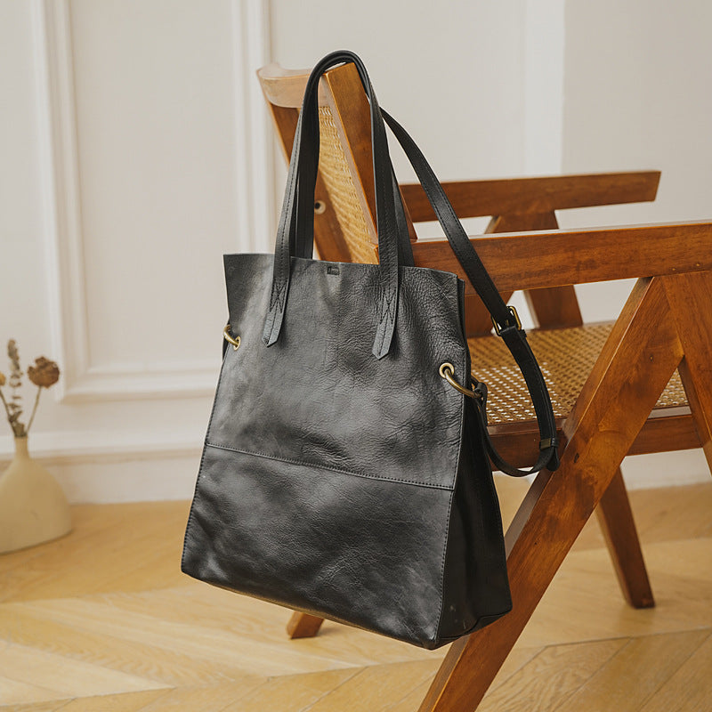 Women's Vertical First Layer Cowhide Large Capacity Bags