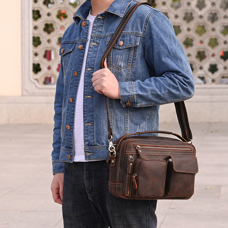 Men's Retro Crazy Horse Leather Flat Men's Briefcases