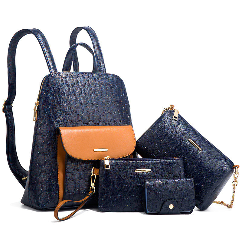 Women's Fashionable Embossed Trendy Simple Large Capacity Backpacks