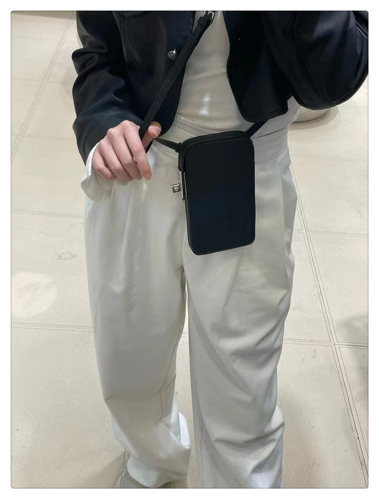 Mobile Fashion Genuine Leather Box Simple Small Square Bags