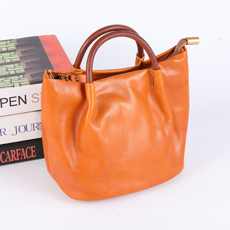 Women's Retro First Layer Cowhide Handmade Leather Bags