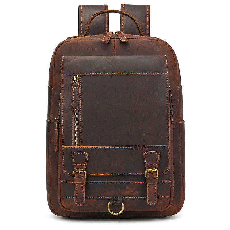 Men's Crazy Horse Leather Top Layer Cowhide Backpacks