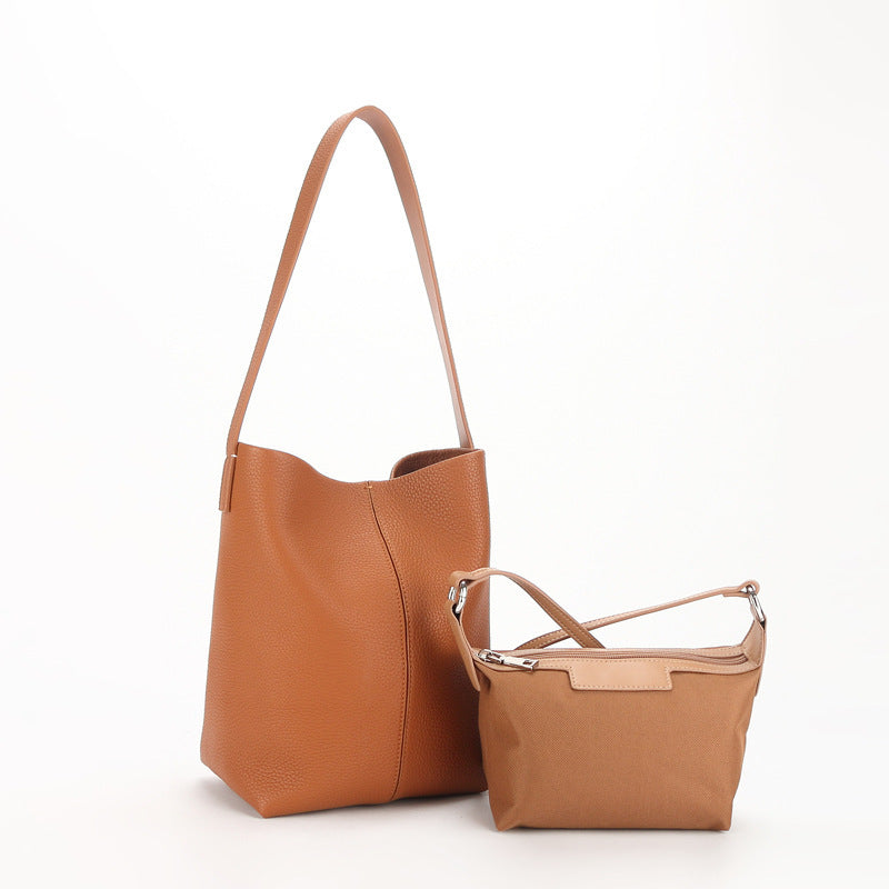 Women's Capacity Leather Simple First Layer Cowhide Shoulder Bags
