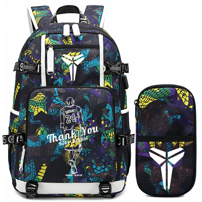 Men's Black Mamba Basketball Thermal Transfer Printing Backpacks