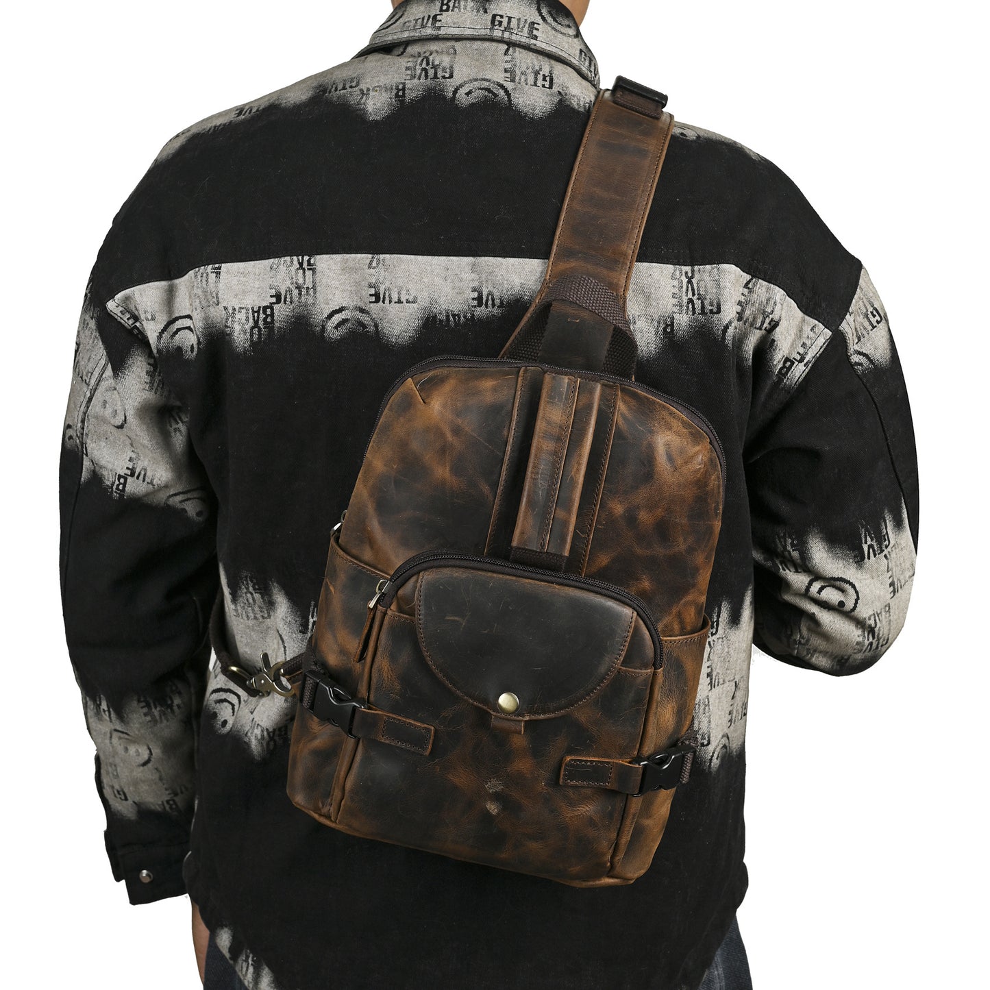 Men's First Layer Crazy Horse Leather Retro Inch Men's Messenger Bags