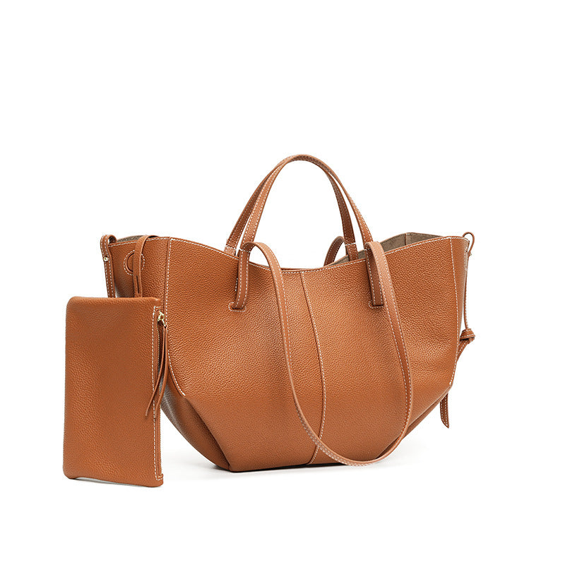 Women's Genuine Leather Niche First Layer Cowhide Commuter High Sense Tote Bags