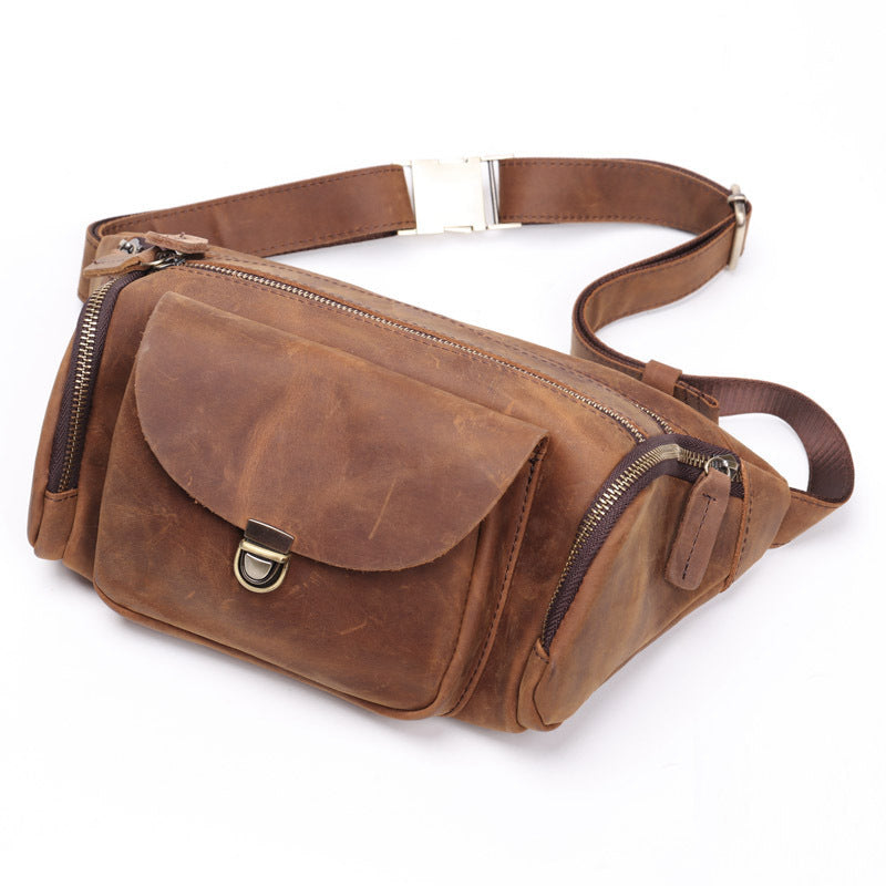 Retro Crazy Horse Leather Large Capacity Men's Waist Packs