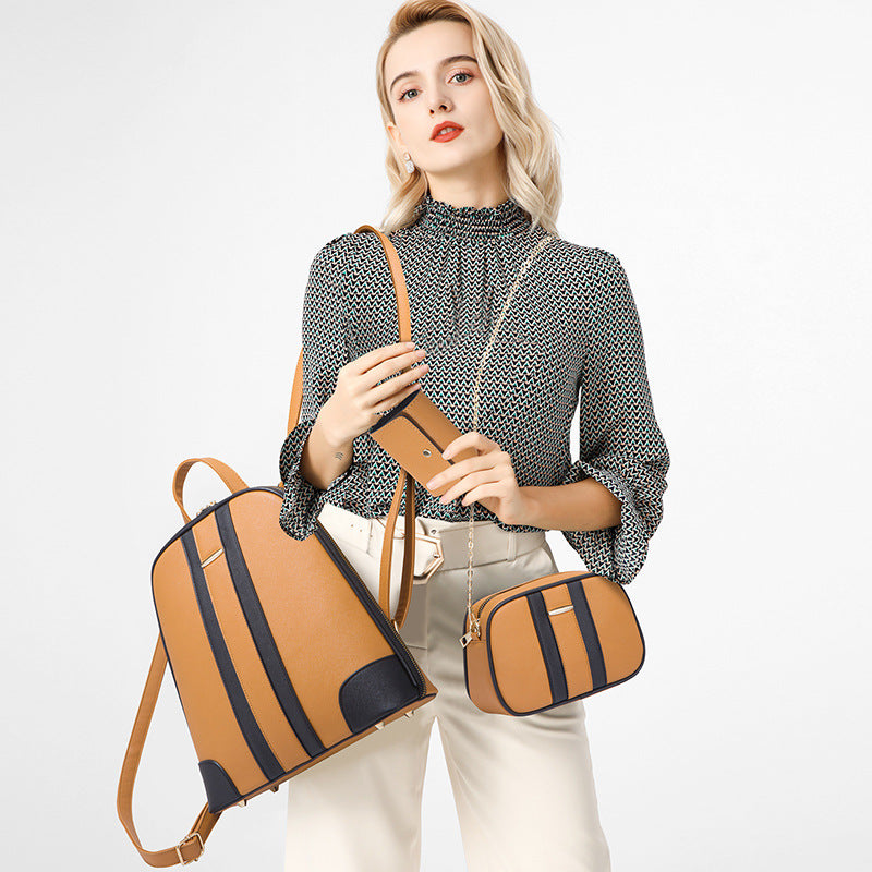 Women's Fashion Trendy Simple Large Capacity Three-piece Backpacks