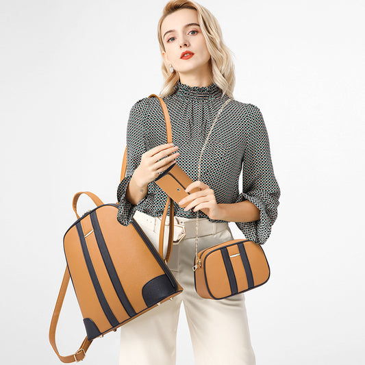 Women's Fashion Trendy Simple Large Capacity Three-piece Backpacks