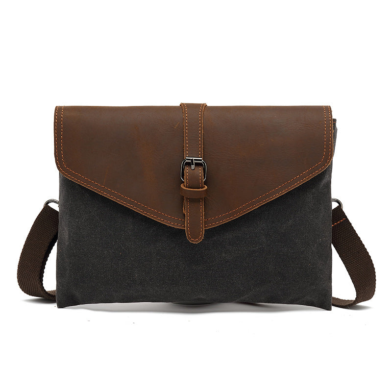 Men's Retro Leather Envelope Tide Waterproof Canvas Bags
