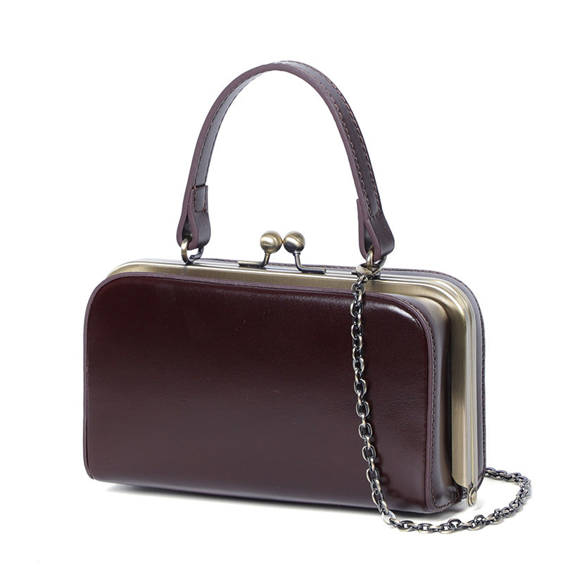 Women's Genuine Leather Arc Box Mini Portable Shoulder Bags