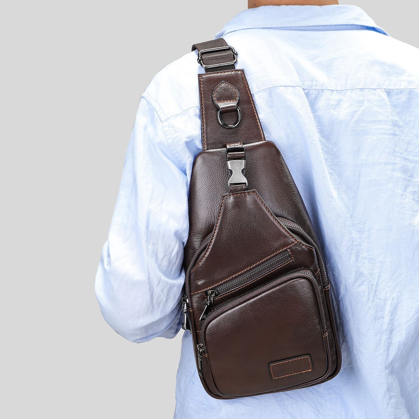 Men's Genuine Leather First Layer Cowhide Fashion Men's Chest Bags
