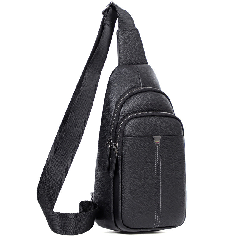 Men's First Layer Cowhide Simple Trendy Men's Chest Bags