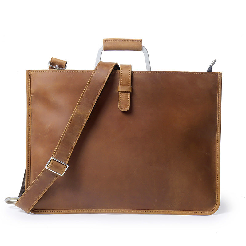 Men's Horse Leather Horizontal Business File Vintage First Men's Handbags