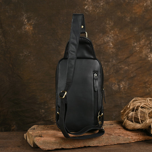 Men's Trendy Retro Crazy Horse Leather Men's Chest Bags