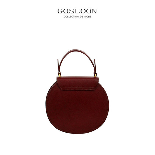 Gu Design Thick Cowhide Round Pie Crossbody Bags