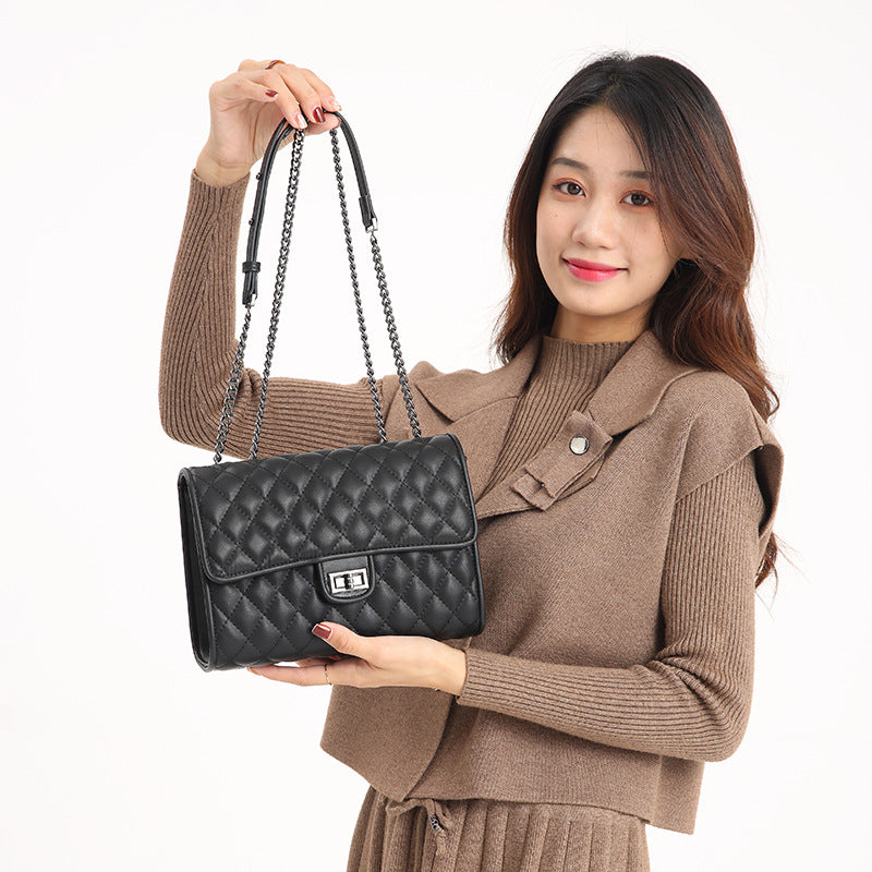Women's High-grade Genuine Leather Classic Style Rhombus Crossbody Bags