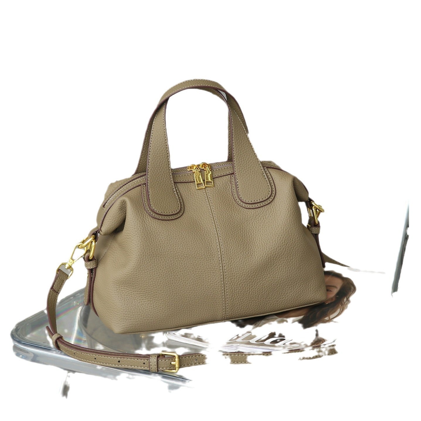 Women's Genuine Leather Cowhide Fashionable Large Capacity Handbags