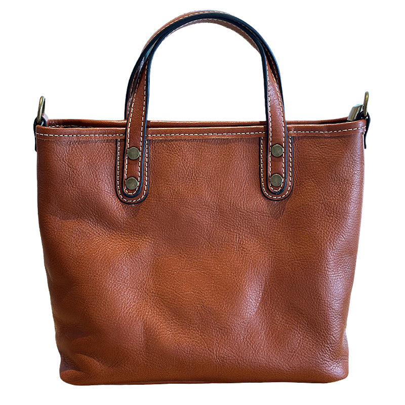 Women's Layer Vegetable Tanning Leather Retro Minimalist Handbags