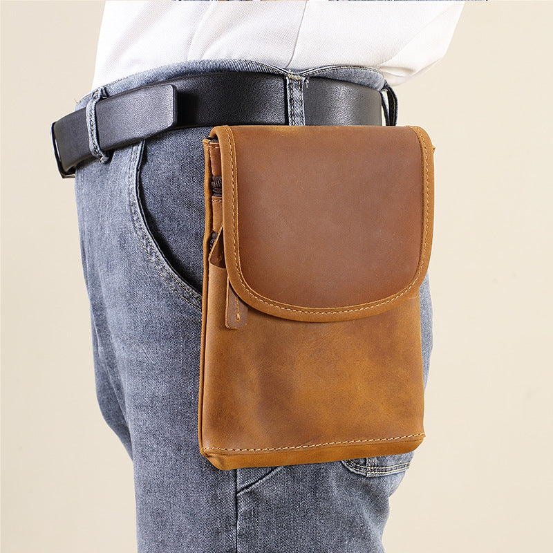 Cowhide Pouch Leather Portable Lightweight First Men's Waist Packs