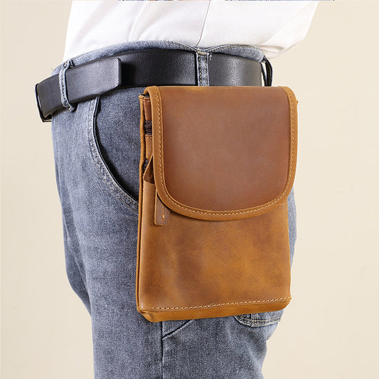 Cowhide Pouch Leather Portable Lightweight First Men's Waist Packs