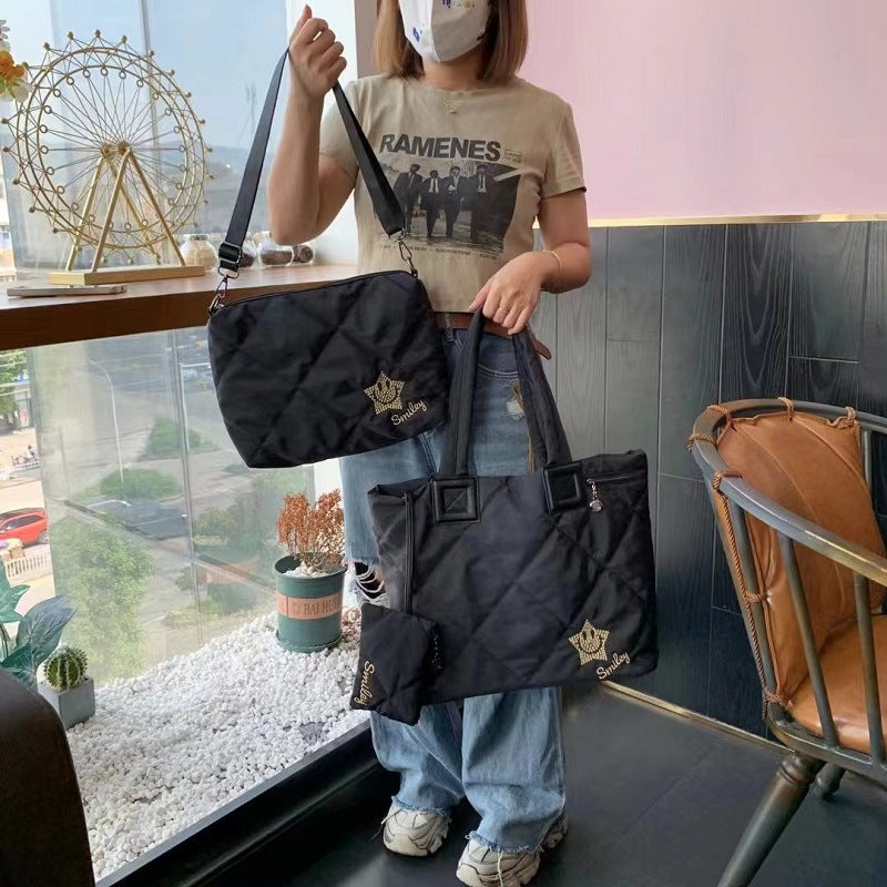Capacity Compressed Cotton Female Trench Coat Nylon Shoulder Bags