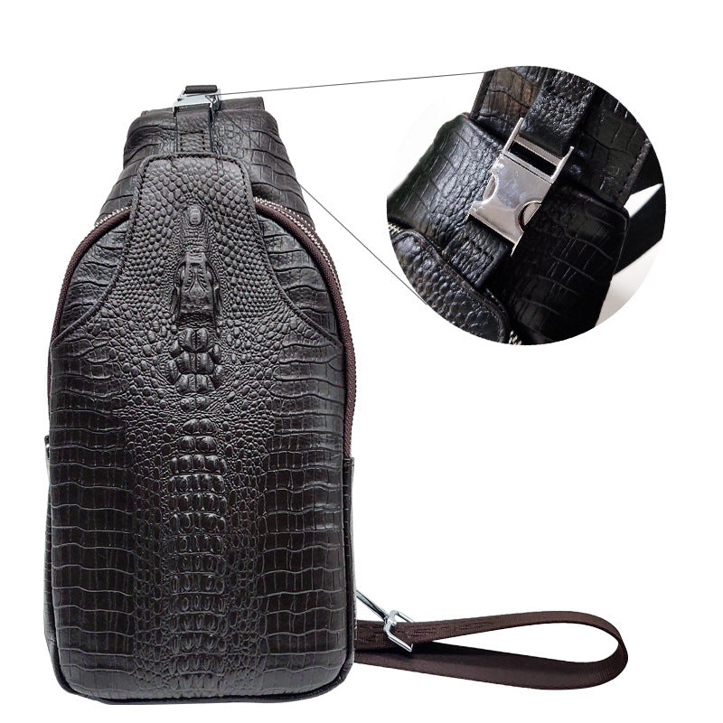 Men's Crocodile Pattern For Leather Pocket Cowhide Men's Chest Bags