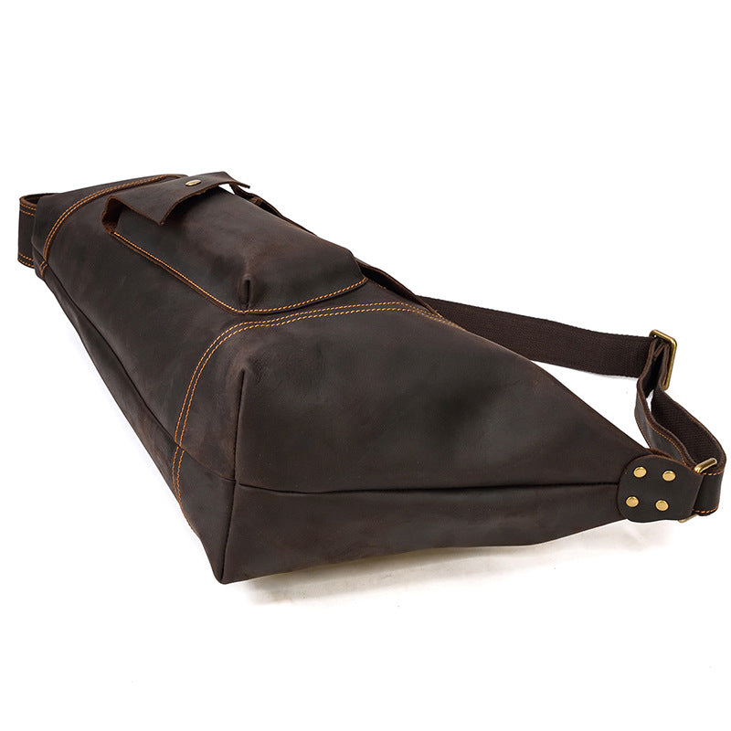 Men's Vintage Crazy Horse Leather Genuine Cowhide Men's Chest Bags