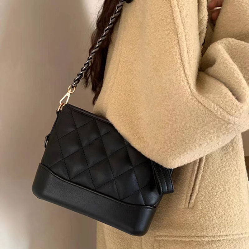 Women's Leather Hobo Classic Style Rhombus Chain Crossbody Bags