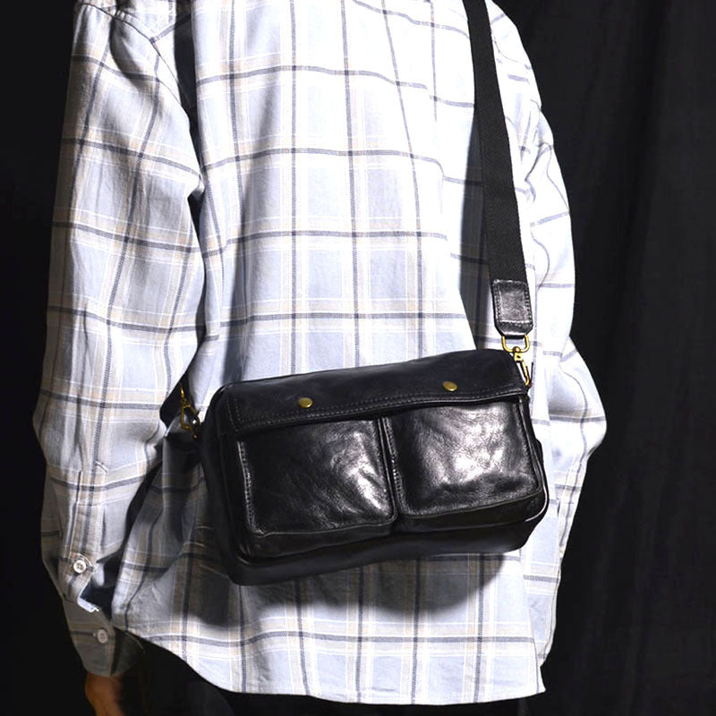 Men's Leather Personality Minority Large Capacity Zipper Bags