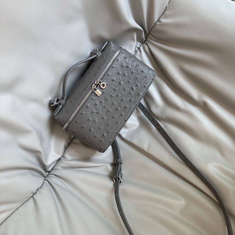 Women's Lunch Box Ostrich Grain First Layer Crossbody Bags
