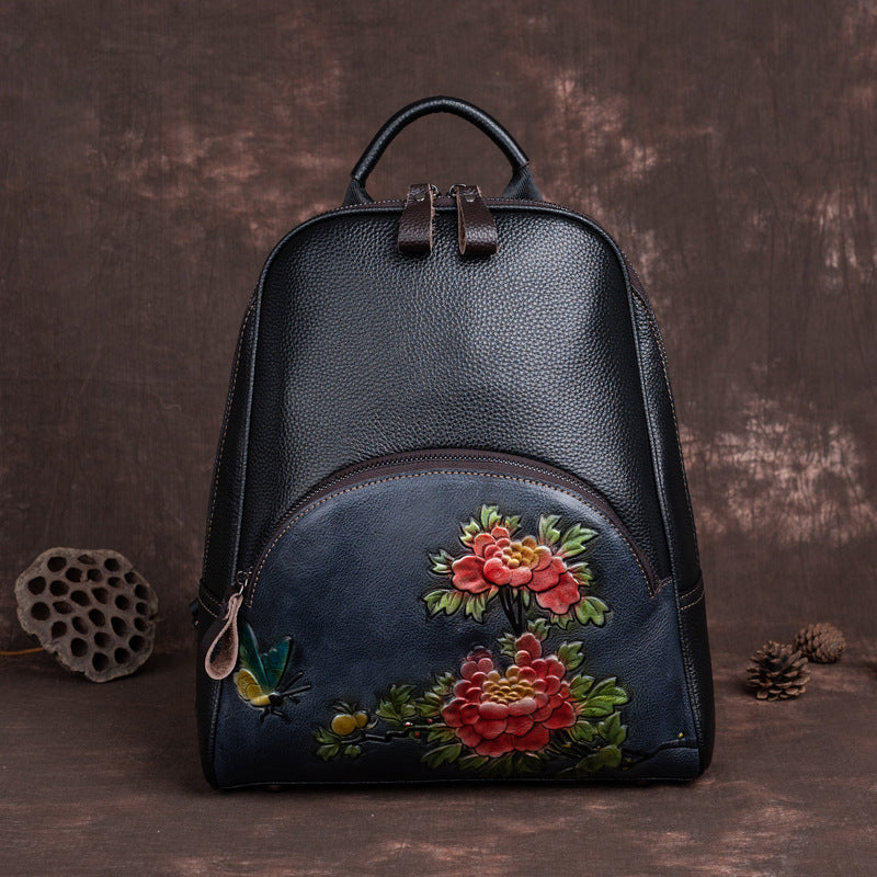 Top Layer Cowhide Large Capacity Straight Backpacks
