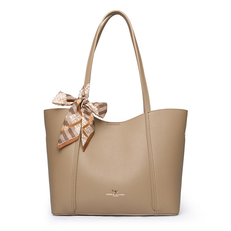 Women's Large Capacity Retro Solid Color Silk Shoulder Bags