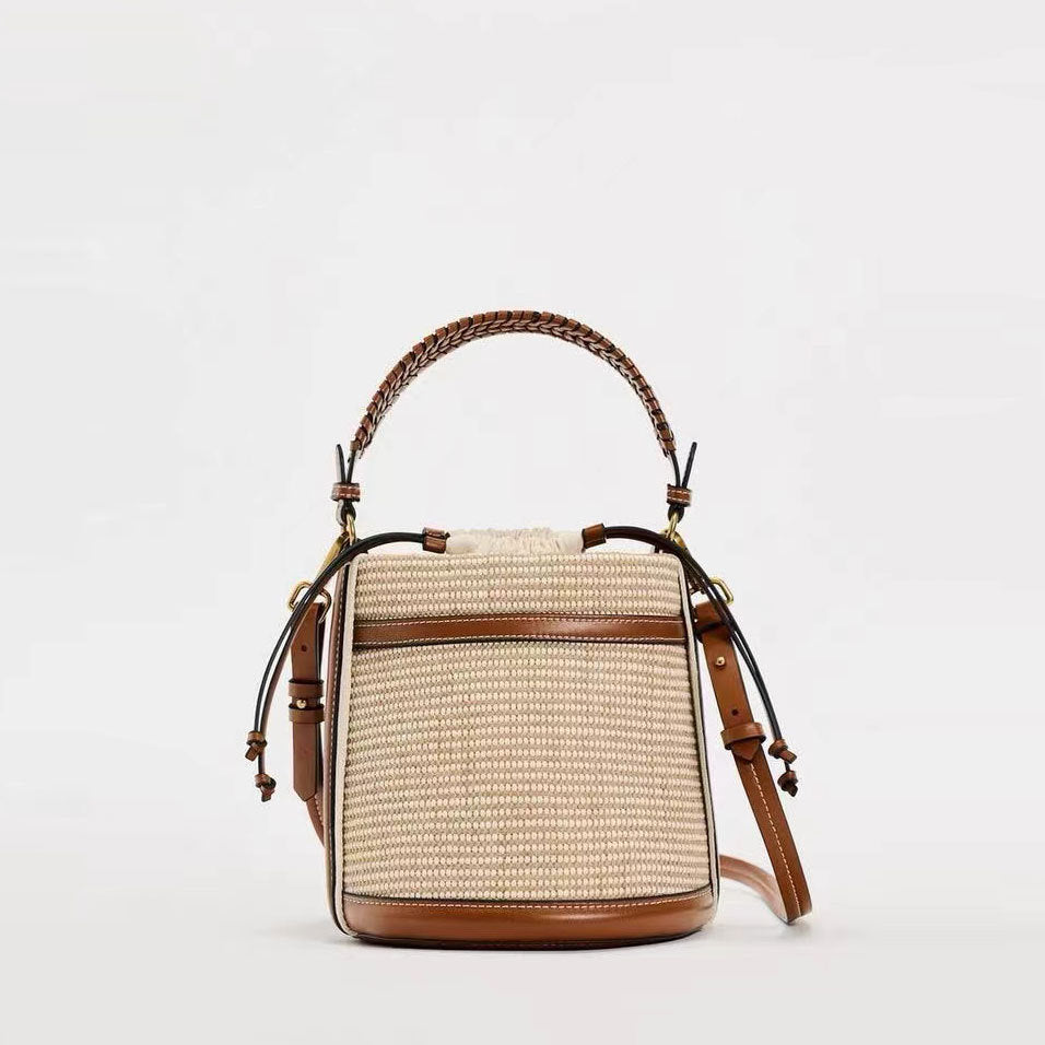 Women's Spanish Autumn Fashion Portable Woven Bucket Bags