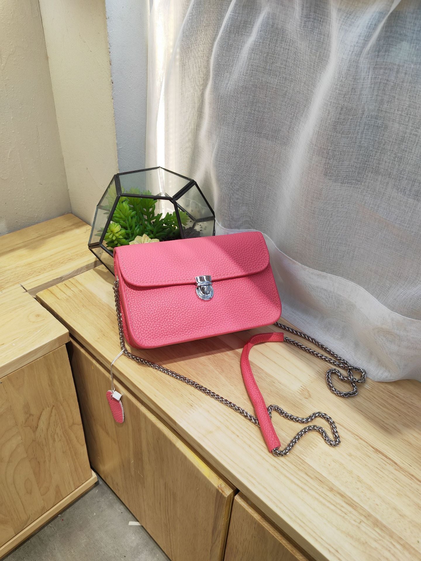Women's Lychee Pattern Fashion Top Layer Cowhide Shoulder Bags