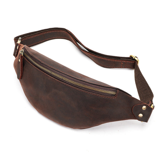 Men's Leather Top Layer Cowhide Fashion Men's Chest Bags