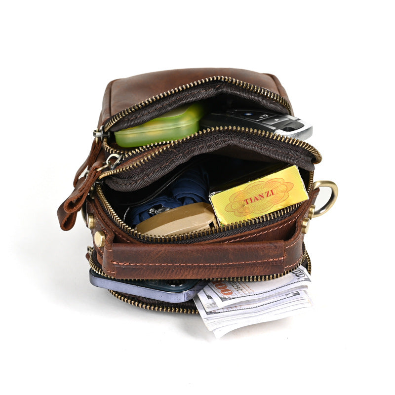 Men's Crazy Horse Leather Simple Mobile Bags