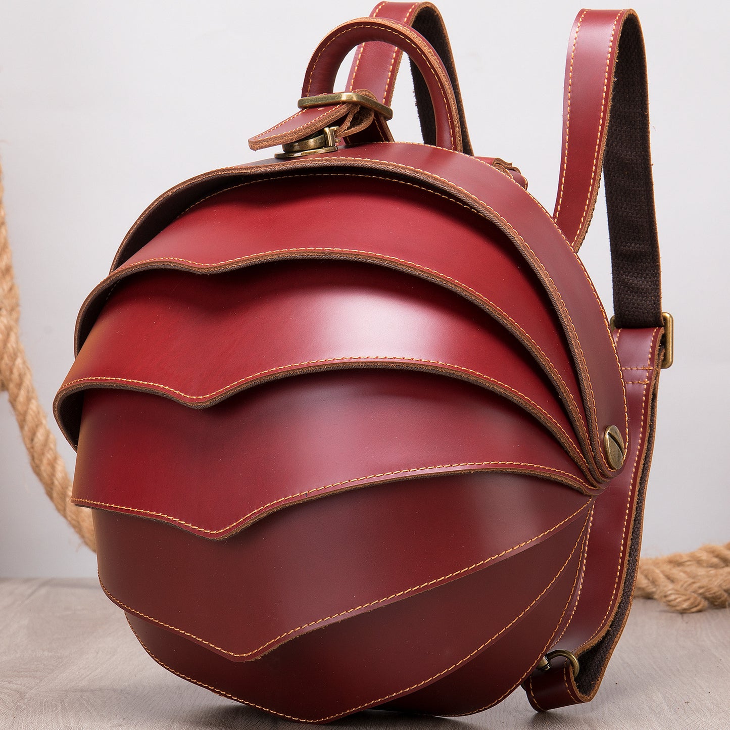 Men's Leather Retro Dermal Creative Beetle Trendy Backpacks