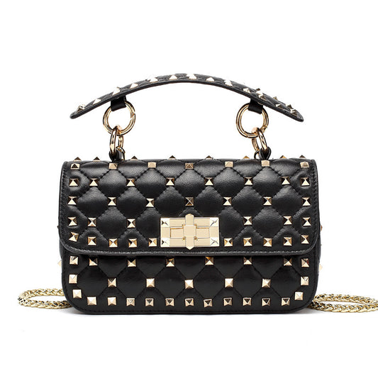 Women's Sheepskin Rivet Soft Leather Punk Chain Bags