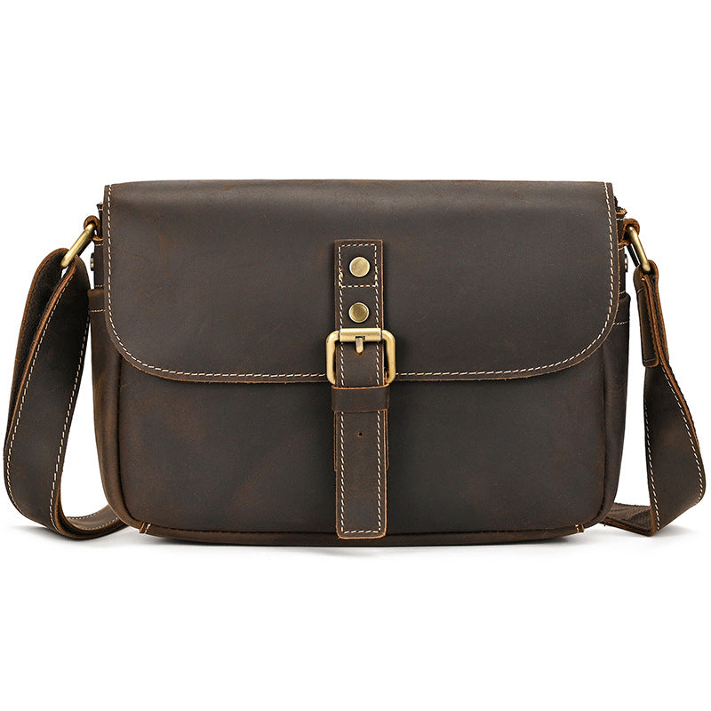 Men's Crazy Horse Vintage First Layer Cowhide Men's Shoulder Bags