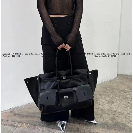 Popular Cowhide Fashionable Loose Feeling Big Tote Bags