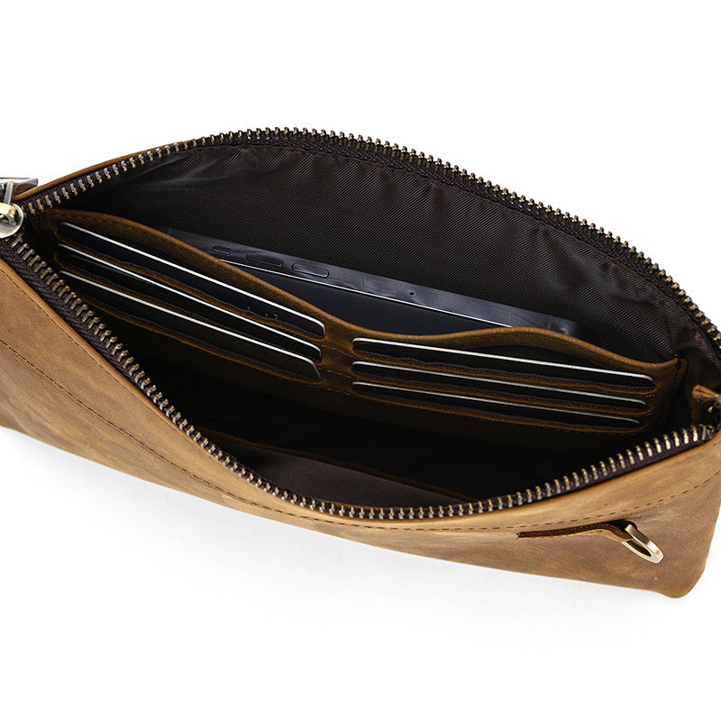 Men's Horse Leather Vintage Clutch First Layer Cowhide Men's Handbags