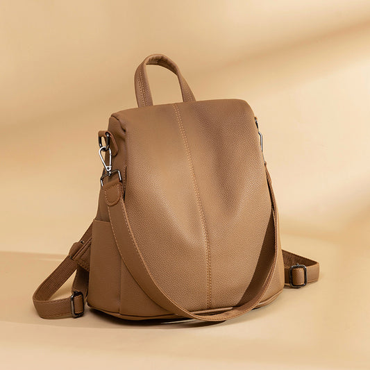 Women's Korean Stylish Simple Versatile Soft Leather Backpacks