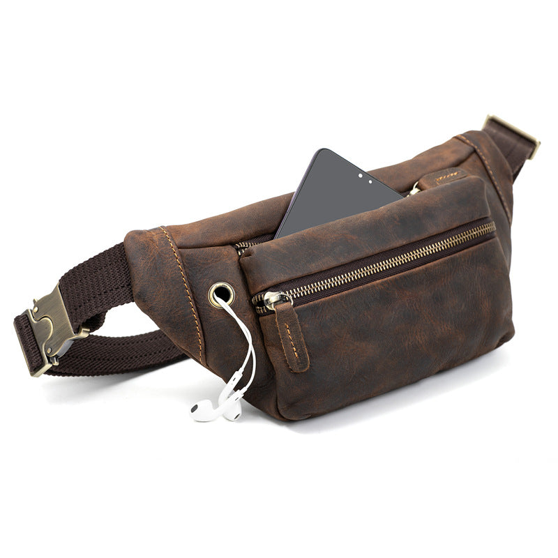 Men's Retro Crazy Horse Leather Trendy Men's Waist Packs