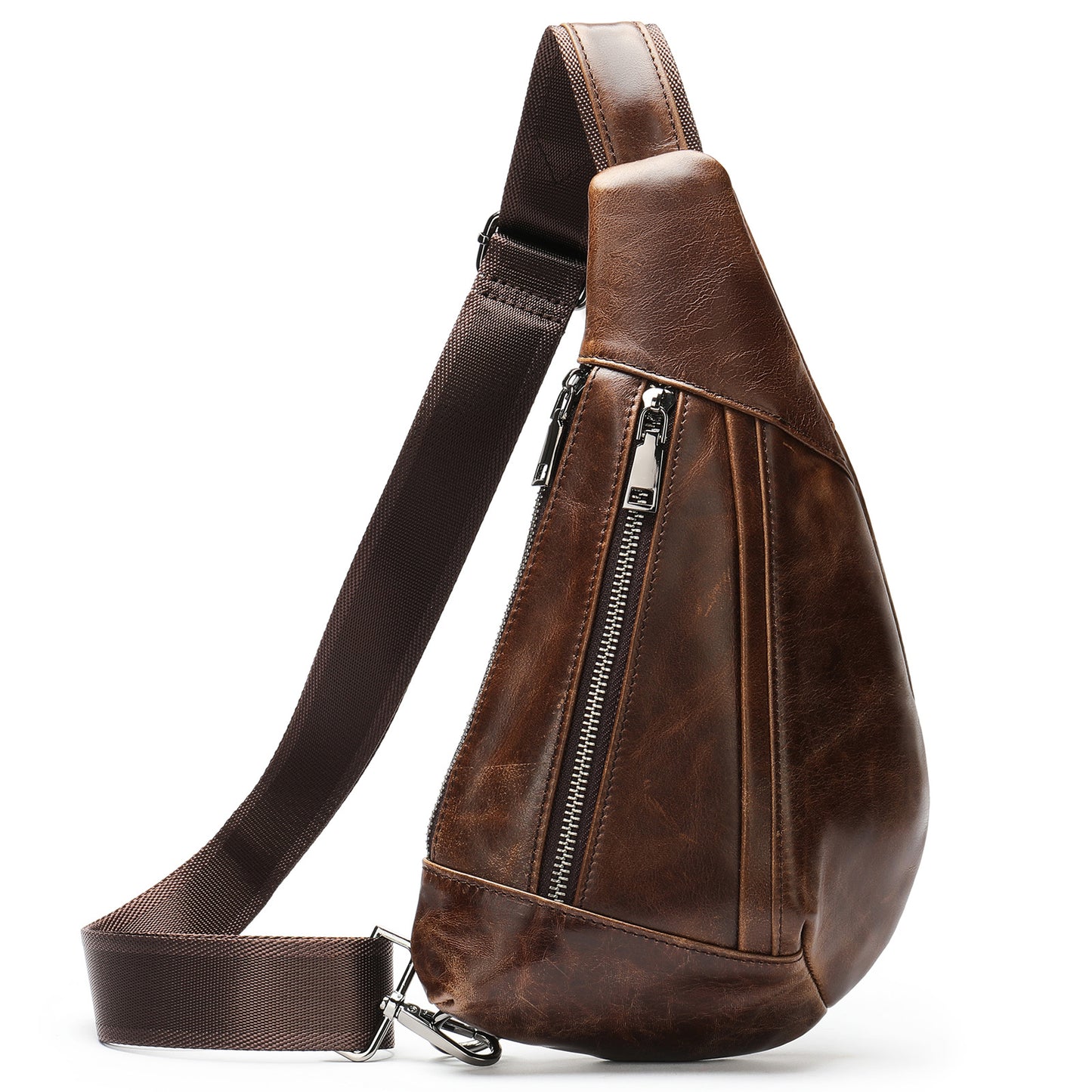 Men's Genuine Leather Fashion Cross Body Saddle-shaped Men's Chest Bags