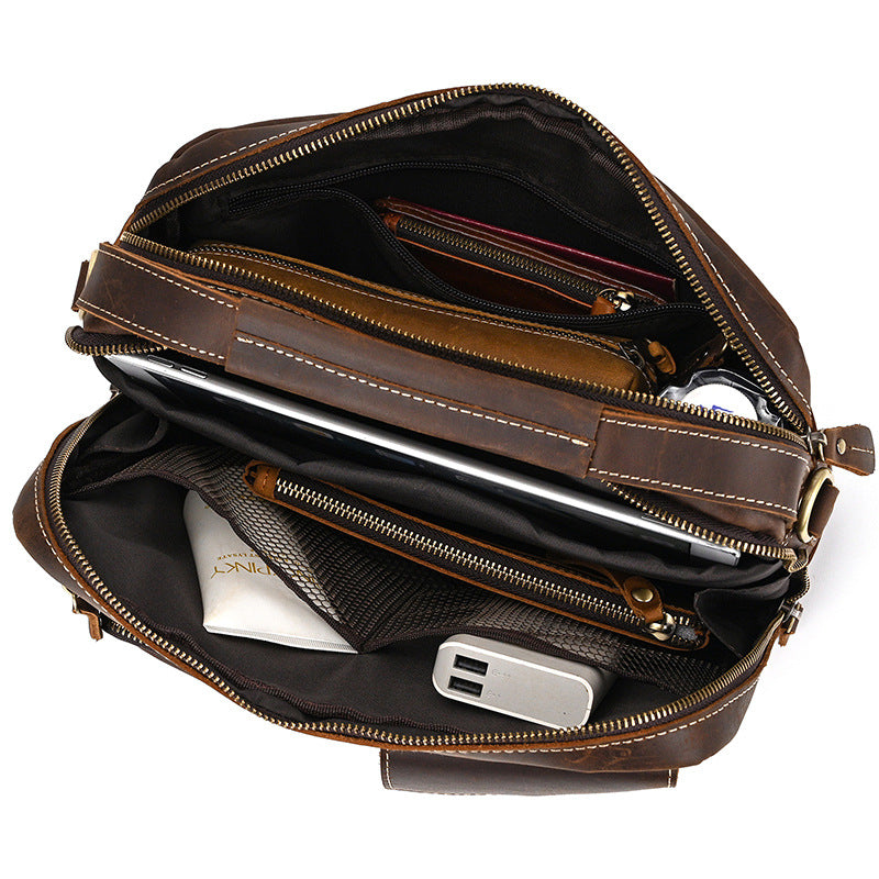 Men's Retro Crazy Horse Leather Flat Men's Briefcases